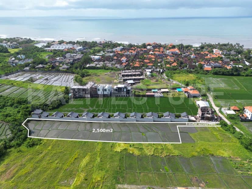 2500m2 Prime Tourism Land in Seseh — Walking Distance to Beach, Rice Field Views, Pererenan, Bali