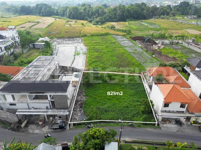 Prime 821m² Leasehold Land with Rice Field Views in Tumbak Bayuh, Canggu, Bali