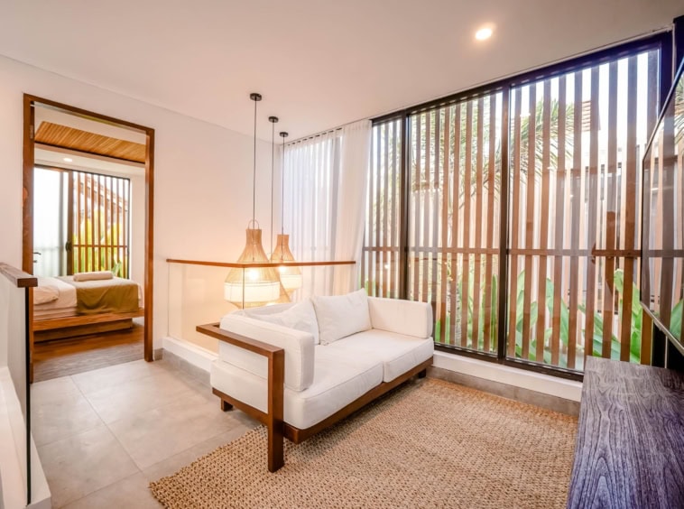 Nyanyi Tiny Villa With Tropical Modern living room 4