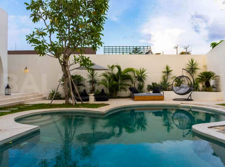 "Modern Mediterranean-style villa in Pererenan, Bali, just 800 meters from the beach.