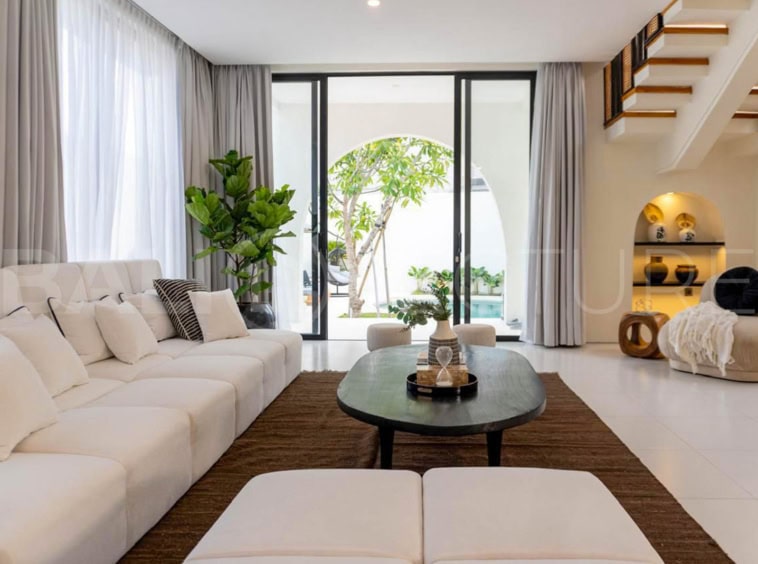"Modern Mediterranean-style villa in Pererenan, Bali, just 800 meters from the beach.