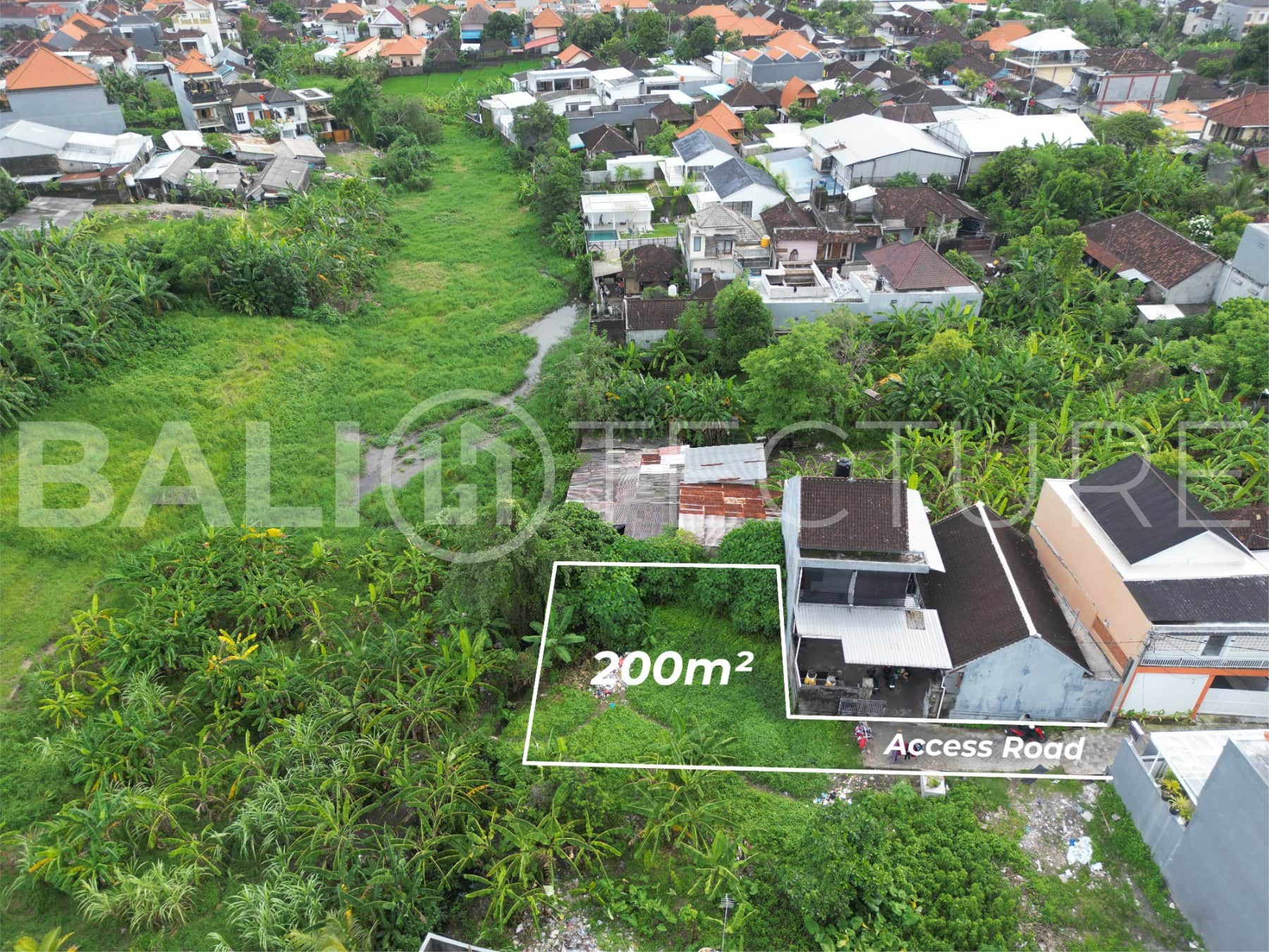 200m² plot in Dalung, ideal for private villa or guesthouse development.
