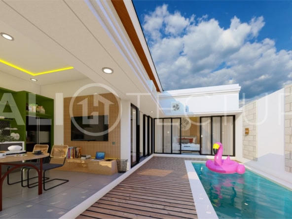 Luxury 2-bedroom villa in Seminyak with private pool and en suite bathrooms.