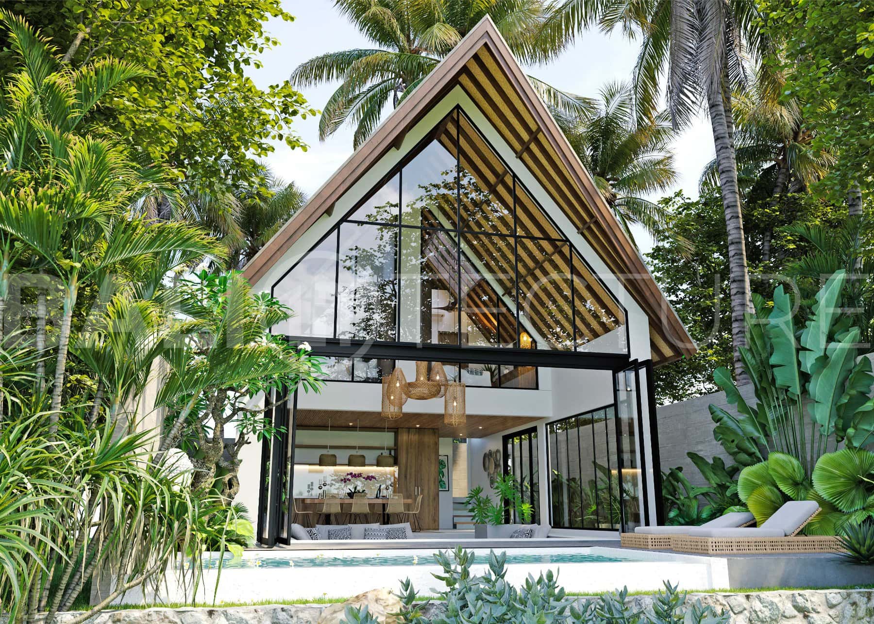 Tukad Huts – Open Plan Tropical 2 Bedroom Villa 1