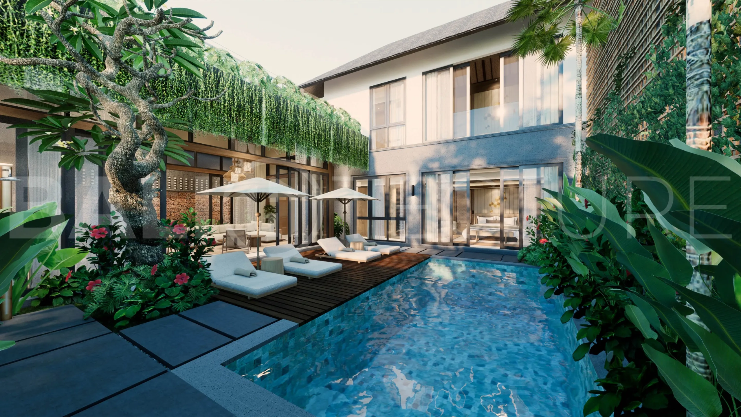 Exclusive 2BR Villa In Seminyak for Sale with Big Pool, Garden & Modern Design5