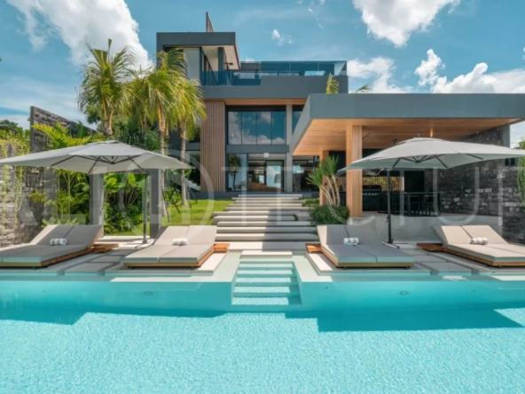 Luxury four bedroom leasehold villa in Canggu, Bali, featuring a private garden, 45sqm swimming pool, spacious living area, modern kitchen, outdoor terrace, jacuzzi, and premium entertainment amenities.