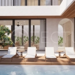 Modern 3-bedroom villa for sale in Jimbaran, Bali, featuring 251 sqm of built space, three en-suite bedrooms, open-plan living, uninterrupted GWK views, premium community facilities, and a 100-year leasehold option.