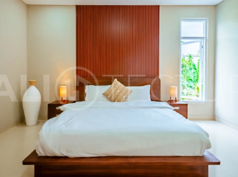 Brand new one bedroom villa for sale in Pecatu, Uluwatu, featuring modern two storey design, private swimming pool, fully furnished interiors, 90 sqm land, and a rare 50 year leasehold.