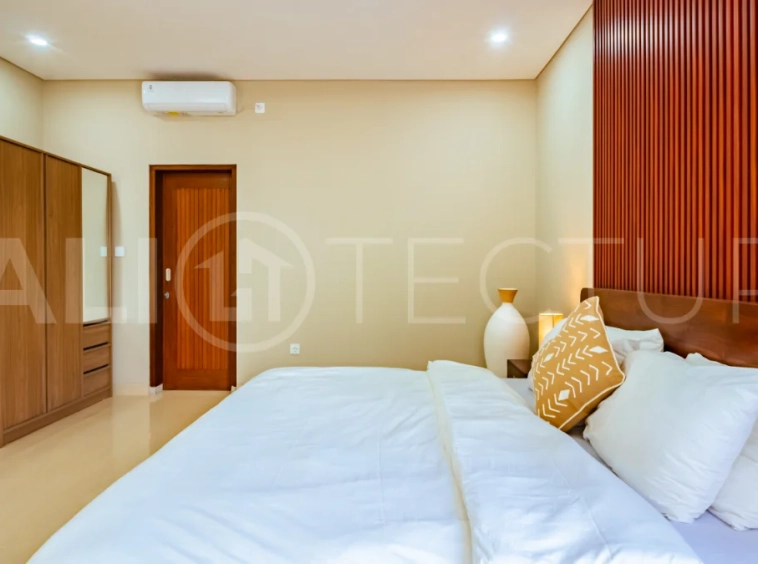 Brand new one bedroom villa for sale in Pecatu, Uluwatu, featuring modern two storey design, private swimming pool, fully furnished interiors, 90 sqm land, and a rare 50 year leasehold.