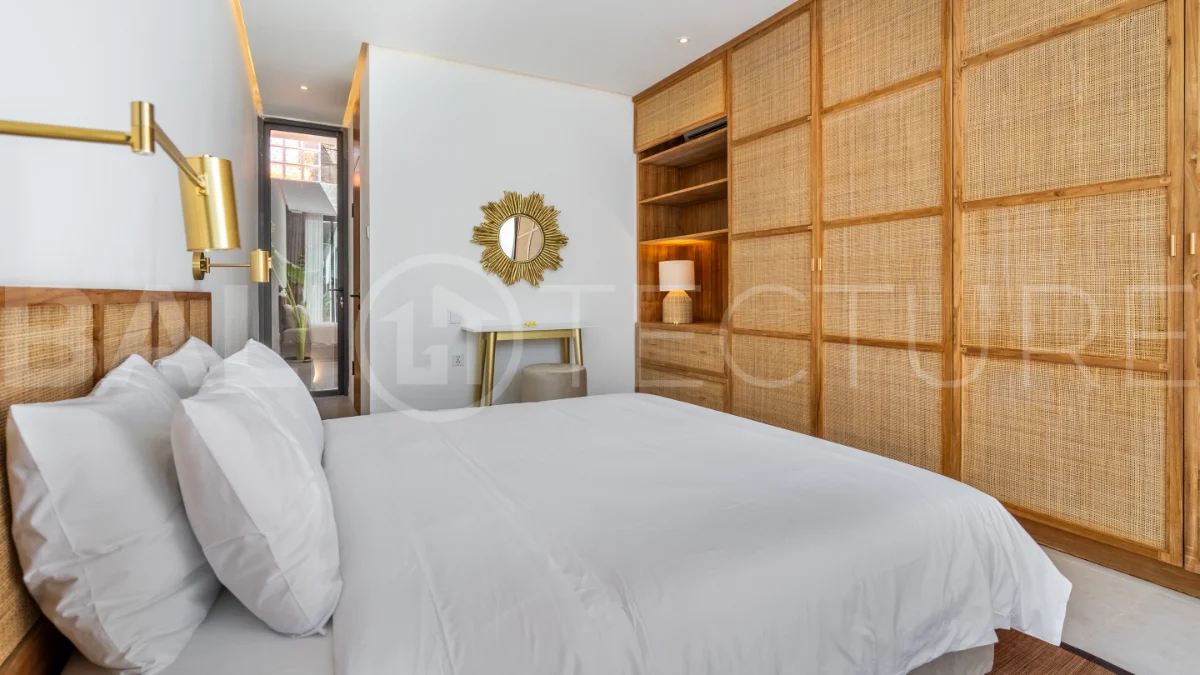 Brand new fully furnished 2-bedroom villa for sale near Mertasari Beach, Sanur, featuring a private pool, enclosed living area, 220 sqm land, 105 sqm building, and convenient access to beaches, cafés, restaurants, and sports centres.