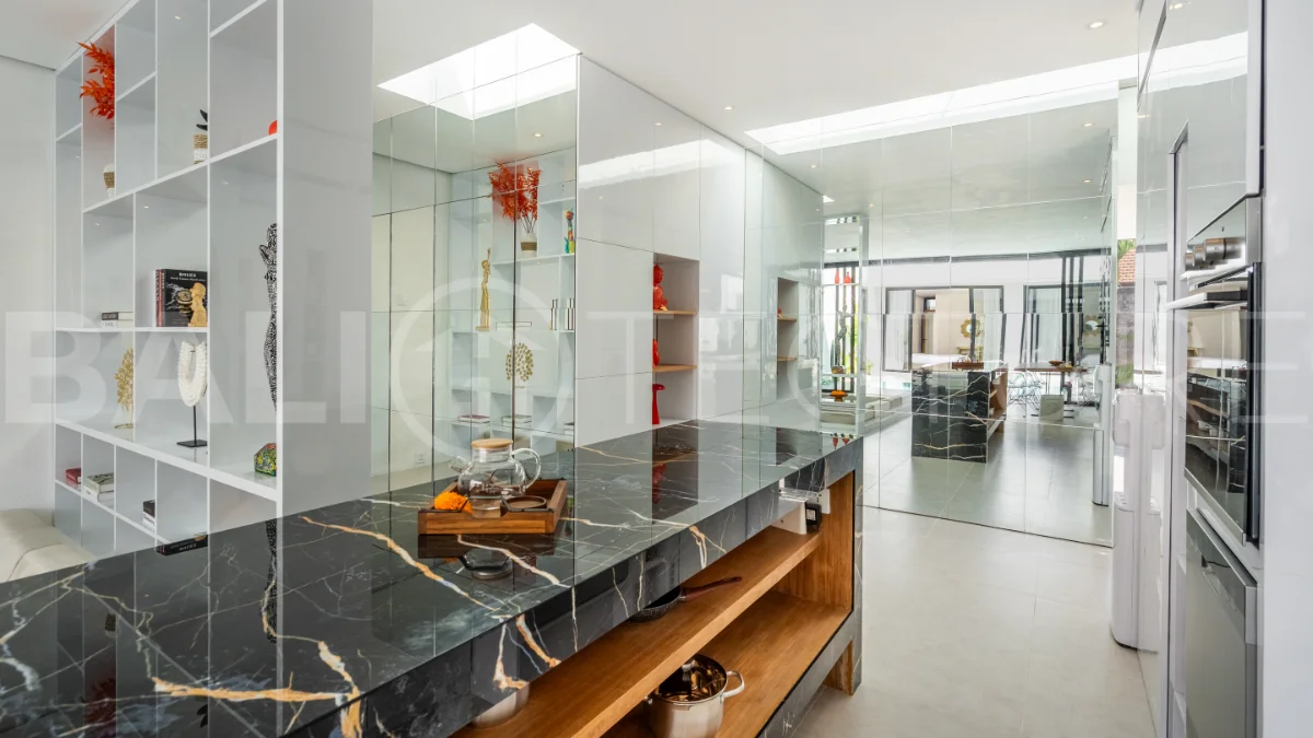 Brand new fully furnished 2-bedroom villa for sale near Mertasari Beach, Sanur, featuring a private pool, enclosed living area, 220 sqm land, 105 sqm building, and convenient access to beaches, cafés, restaurants, and sports centres.