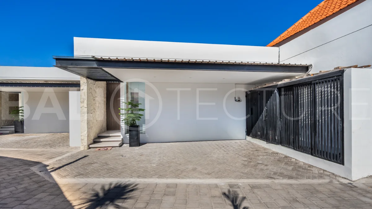 Brand new fully furnished 2-bedroom villa for sale near Mertasari Beach, Sanur, featuring a private pool, enclosed living area, 220 sqm land, 105 sqm building, and convenient access to beaches, cafés, restaurants, and sports centres.