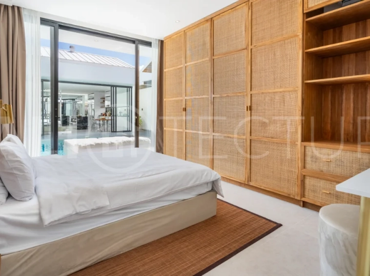 Brand new fully furnished 2-bedroom villa for sale near Mertasari Beach, Sanur, featuring a private pool, enclosed living area, 220 sqm land, 105 sqm building, and convenient access to beaches, cafés, restaurants, and sports centres.