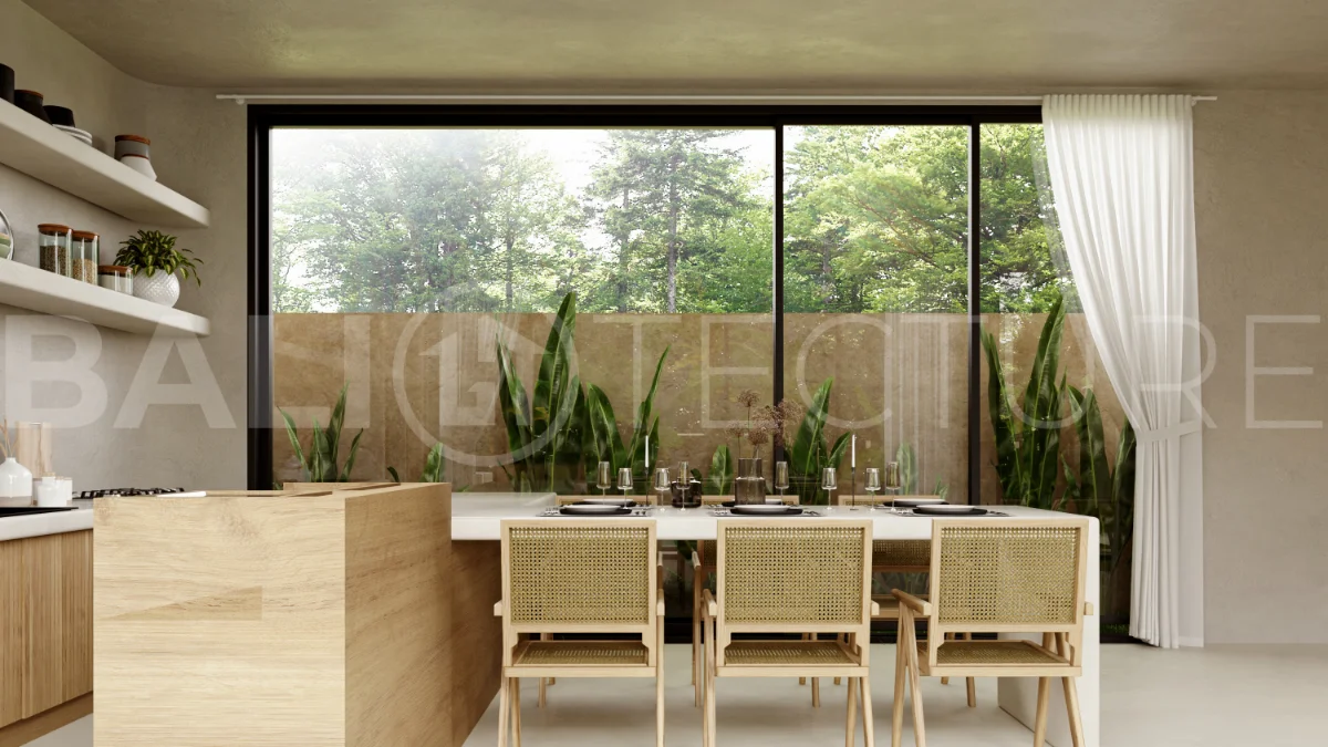 Fully furnished two bedroom villa in Cepaka, Tabanan, featuring three bathrooms, contemporary tropical design, private pool garden, pergola lounge, parking, and tranquil rice paddies surroundings.
