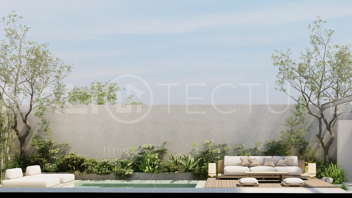 Modern villa development for sale between Ungasan and Pecatu, Uluwatu, featuring contemporary architecture, 166 m² land plots, 112 m² built areas, and a private pool, close to restaurants, beaches, wellness centers, and lifestyle amenities.
