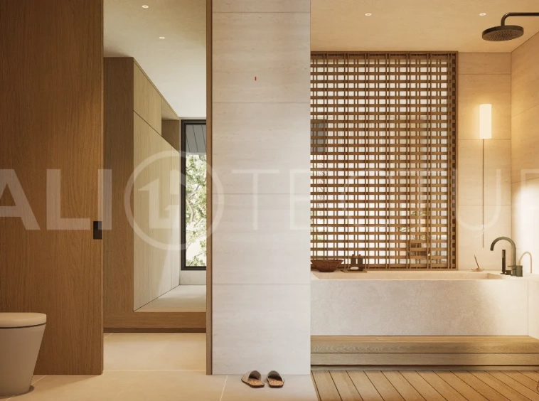 Modern villa development for sale between Ungasan and Pecatu, Uluwatu, featuring contemporary architecture, 166 m² land plots, 112 m² built areas, and a private pool, close to restaurants, beaches, wellness centers, and lifestyle amenities.