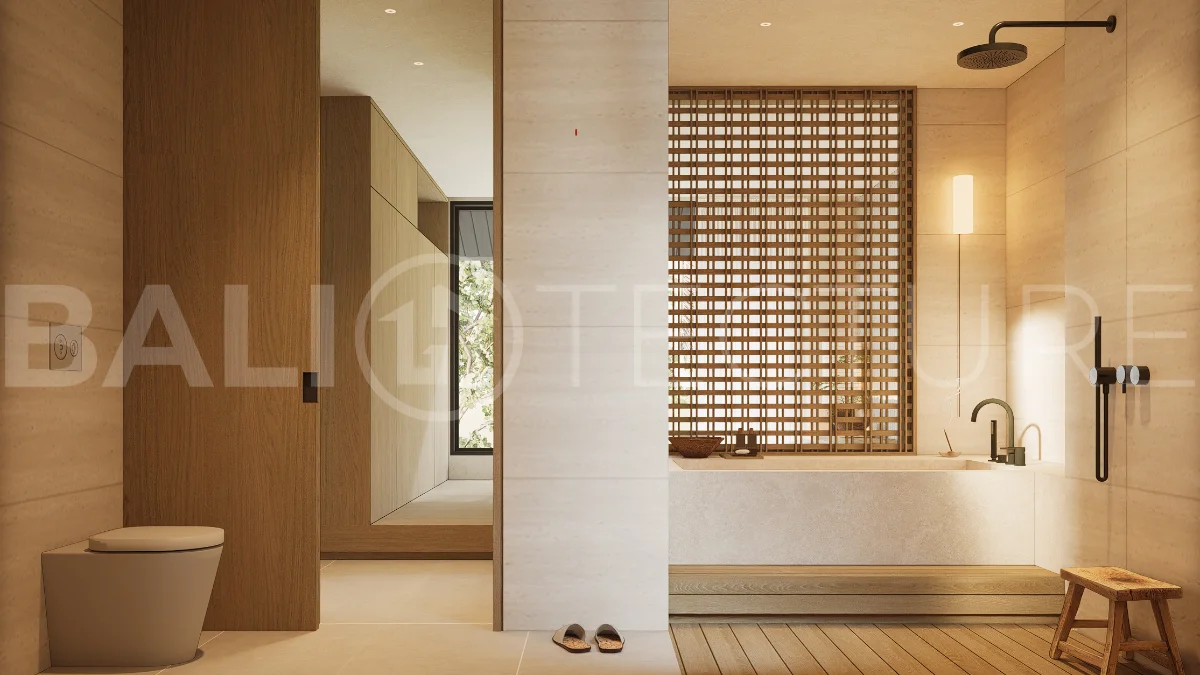 Modern villa development for sale between Ungasan and Pecatu, Uluwatu, featuring contemporary architecture, 166 m² land plots, 112 m² built areas, and a private pool, close to restaurants, beaches, wellness centers, and lifestyle amenities.