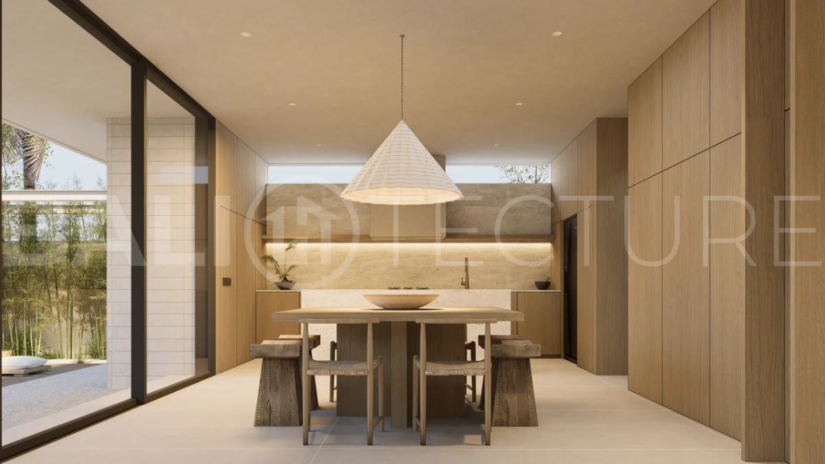 Modern villa development for sale between Ungasan and Pecatu, Uluwatu, featuring contemporary architecture, 166 m² land plots, 112 m² built areas, and a private pool, close to restaurants, beaches, wellness centers, and lifestyle amenities.