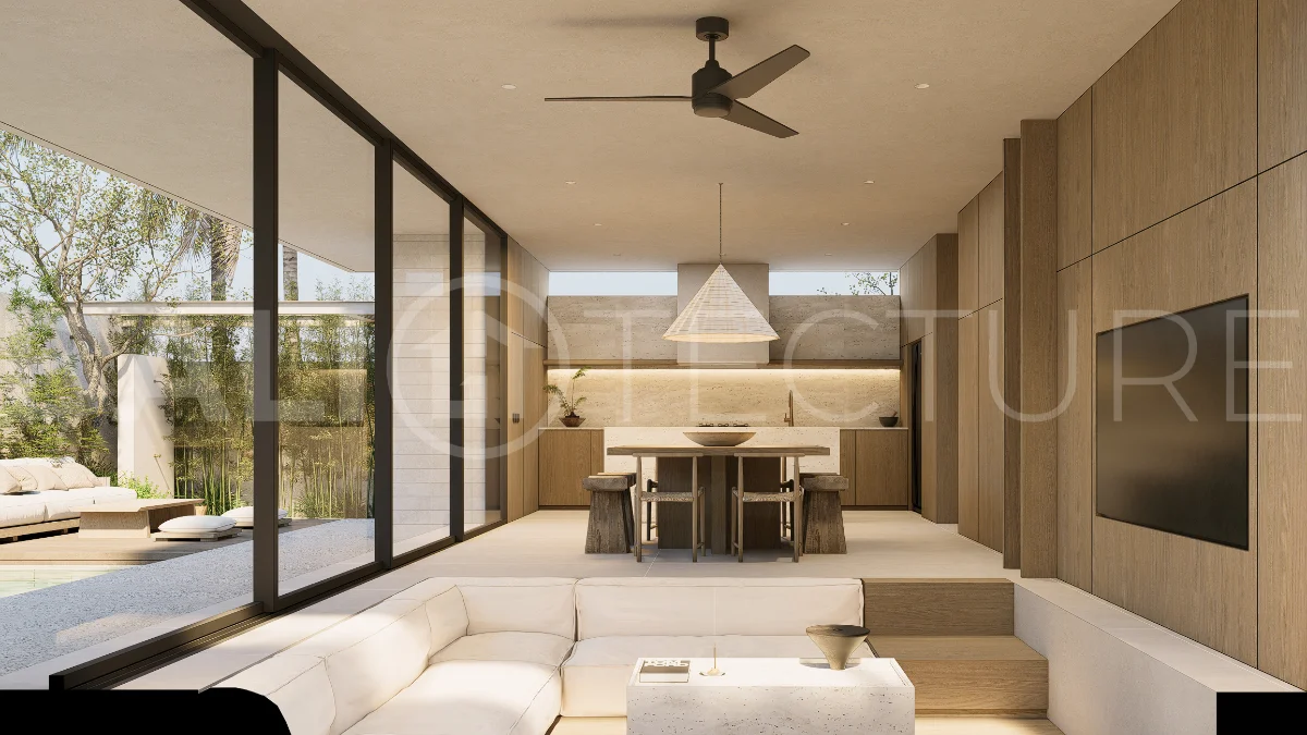 Modern villa development for sale between Ungasan and Pecatu, Uluwatu, featuring contemporary architecture, 166 m² land plots, 112 m² built areas, and a private pool, close to restaurants, beaches, wellness centers, and lifestyle amenities.
