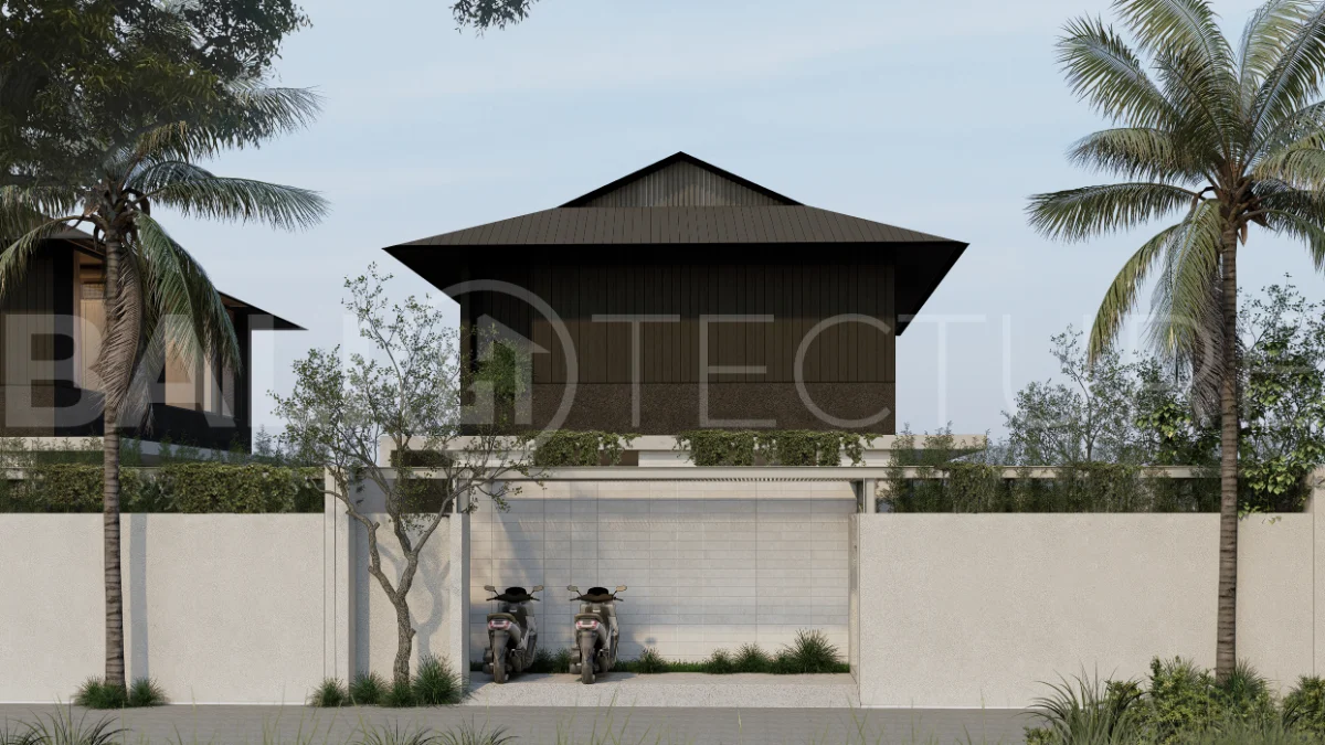 Modern villa development for sale between Ungasan and Pecatu, Uluwatu, featuring contemporary architecture, 166 m² land plots, 112 m² built areas, and a private pool, close to restaurants, beaches, wellness centers, and lifestyle amenities.