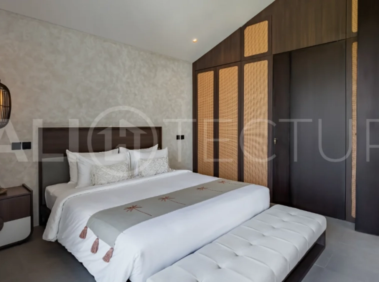 Modern 2-bedroom villa for sale near Pererenan Beach, Canggu, featuring stylish interiors, spacious living areas, tropical greenery, and a private swimming pool.