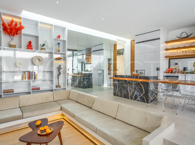 Brand new 2-bedroom villa with private pool for sale near Mertasari Beach, Sanur, featuring a fully furnished interior, 3 bathrooms, enclosed living area, and contemporary tropical design.