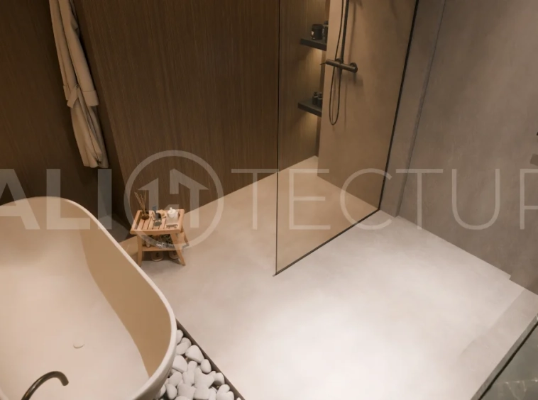 Three bedroom luxury off plan villa near Melasti Beach, Ungasan, featuring Japandi architecture, double height living room, ensuite bedrooms, mezzanine, private swimming pool, ocean view rooftop terrace, tropical landscaping, and seamless indoor outdoor living.