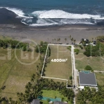 4,800 m² freehold beachfront land for sale in Saba Beach, Bali, directly overlooking the black-sand shoreline in a tranquil and undeveloped coastal setting.