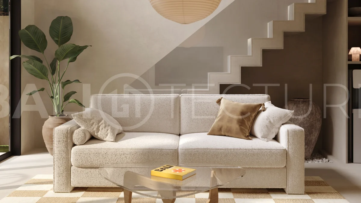 Off plan one bedroom loft residence in Cepaka, Tabanan, featuring contemporary tropical design, open plan living, private plunge pool, and views of the surrounding rice paddies.