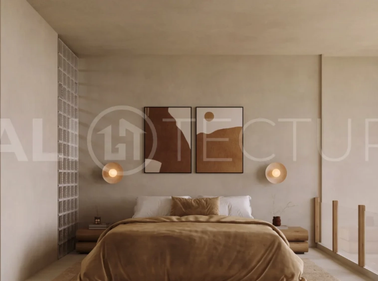 Off plan one bedroom loft residence in Cepaka, Tabanan, featuring contemporary tropical design, open plan living, private plunge pool, and views of the surrounding rice paddies.