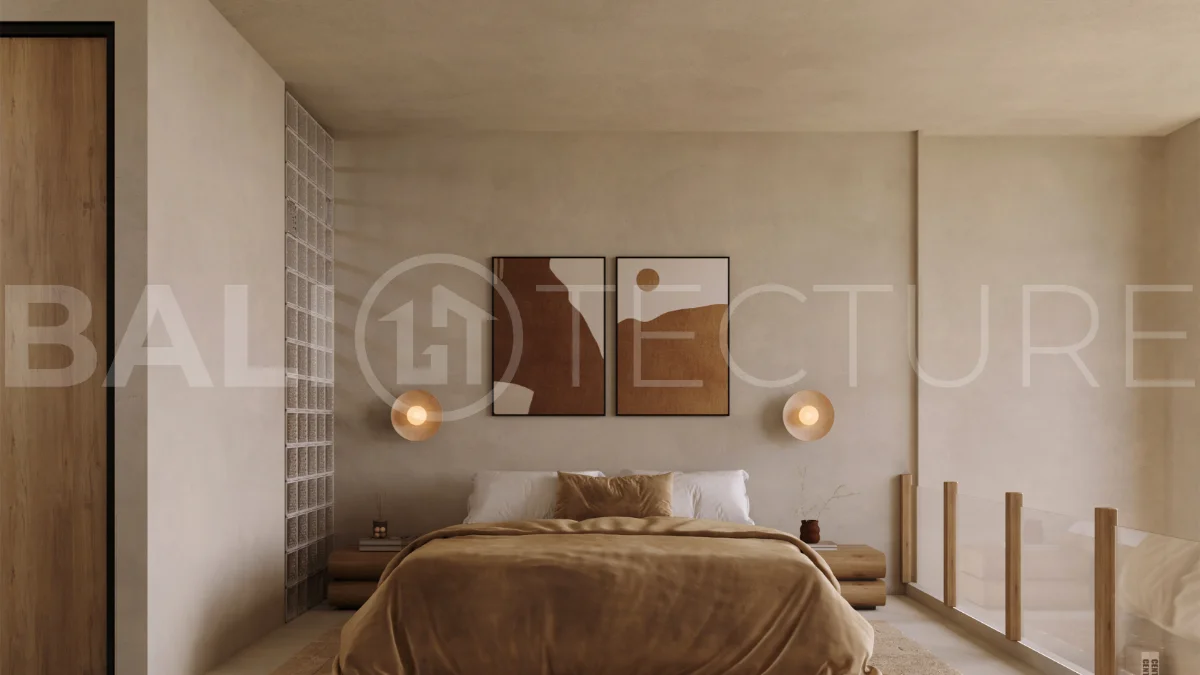 Off plan one bedroom loft residence in Cepaka, Tabanan, featuring contemporary tropical design, open plan living, private plunge pool, and views of the surrounding rice paddies.