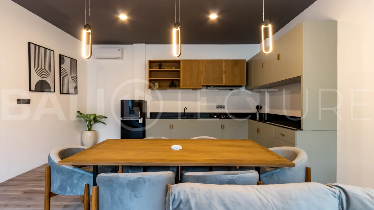 Umalas Bali villa enclave featuring four modern two-bedroom villas with private pools, tropical surroundings, and off-street parking.