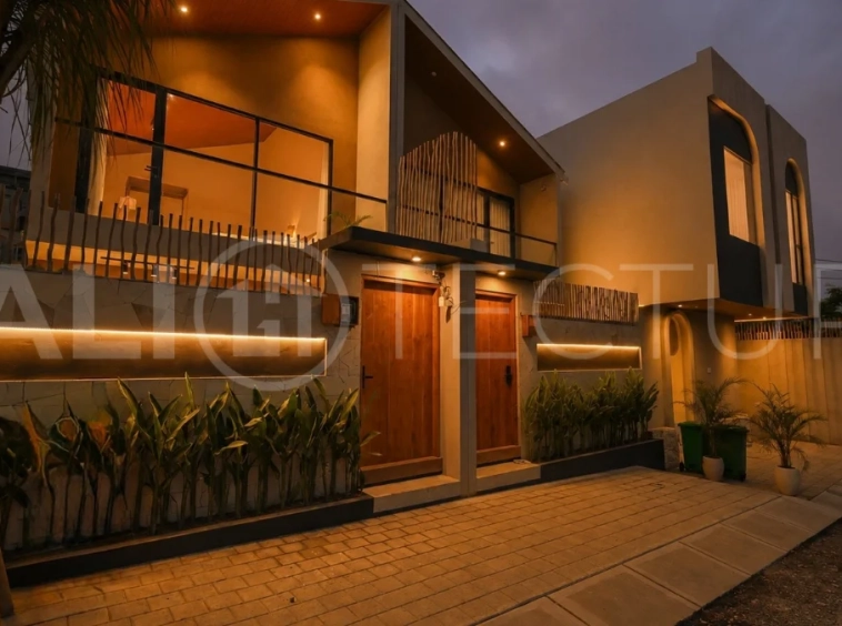 Brand-new 2-bedroom villa for sale in Pecatu, Uluwatu, featuring a modern two-storey design, 55 m² of land, 70 m² of building space, and a private jacuzzi, close to beaches, restaurants, cafés, gyms, golf, and renowned beach clubs.