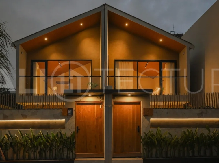 Brand-new 2-bedroom villa for sale in Pecatu, Uluwatu, featuring a modern two-storey design, 55 m² of land, 70 m² of building space, and a private jacuzzi, close to beaches, restaurants, cafés, gyms, golf, and renowned beach clubs.