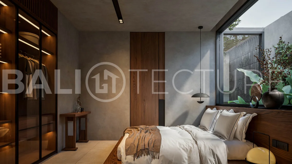 Exotic one bedroom tropical villa near Savaya Uluwatu, set within a lush jungle hillside, featuring a private pool, natural stone and timber finishes, contemporary architecture, and light filled interiors.