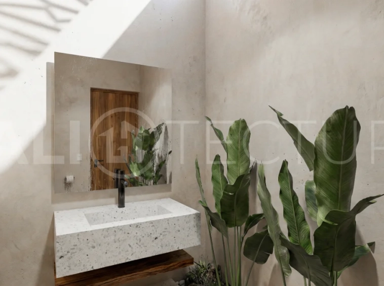 Contemporary tropical 3-bedroom villa with private swimming pool and garden in Kaba-Kaba, Bali, set within a peaceful development near Canggu and scheduled for completion in September 2026.