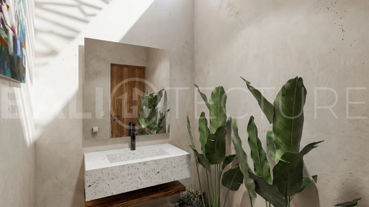 Contemporary tropical 3-bedroom villa with private swimming pool and garden in Kaba-Kaba, Bali, set within a peaceful development near Canggu and scheduled for completion in September 2026.