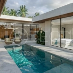 Contemporary tropical 3-bedroom villa with private swimming pool and garden in Kaba-Kaba, Bali, set within a peaceful development near Canggu and scheduled for completion in September 2026.