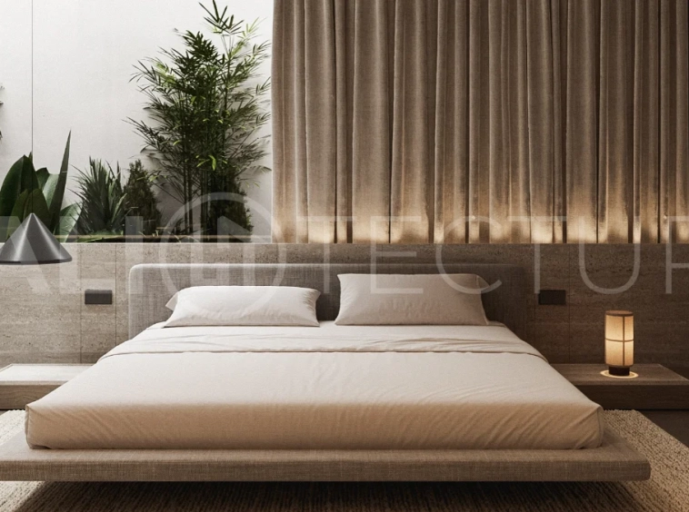 Spacious modern four bedroom villa near Pererenan Beach in Bali, featuring a private swimming pool, tropical landscaping, natural travertine and teak finishes, expansive glazing, elegant interiors, and a landscaped private courtyard.