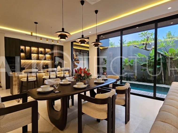 Modern two-storey villa on 200 m² freehold land featuring 3 bedrooms, 3 bathrooms, a powder room, private 2.5 m x 9 m swimming pool, warehouse, and parking for two cars.
