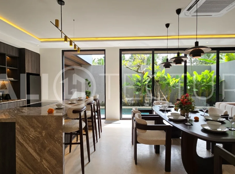 Modern two-storey villa on 200 m² freehold land featuring 3 bedrooms, 3 bathrooms, a powder room, private 2.5 m x 9 m swimming pool, warehouse, and parking for two cars.