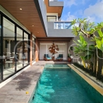 Modern two-storey villa on 200 m² freehold land featuring 3 bedrooms, 3 bathrooms, a powder room, private 2.5 m x 9 m swimming pool, warehouse, and parking for two cars.