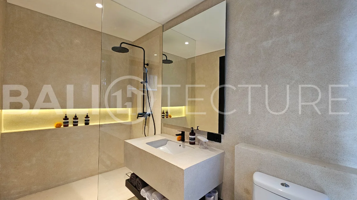 Modern two-storey villa on 200 m² freehold land featuring 3 bedrooms, 3 bathrooms, a powder room, private 2.5 m x 9 m swimming pool, warehouse, and parking for two cars.