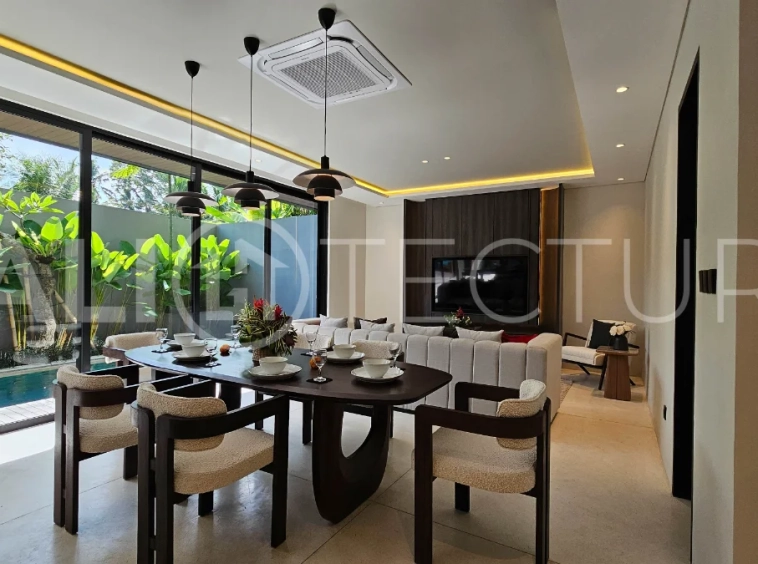 Modern two-storey villa on 200 m² freehold land featuring 3 bedrooms, 3 bathrooms, a powder room, private 2.5 m x 9 m swimming pool, warehouse, and parking for two cars.