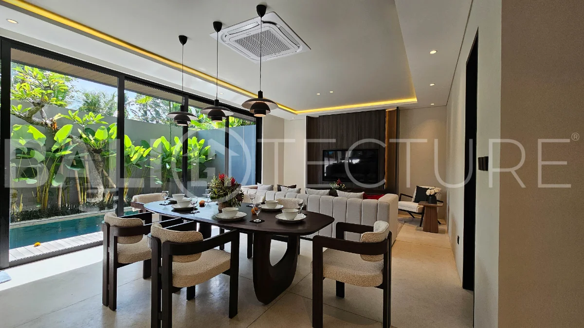 Modern two-storey villa on 200 m² freehold land featuring 3 bedrooms, 3 bathrooms, a powder room, private 2.5 m x 9 m swimming pool, warehouse, and parking for two cars.