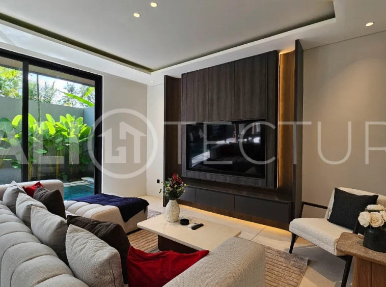 Modern two-storey villa on 200 m² freehold land featuring 3 bedrooms, 3 bathrooms, a powder room, private 2.5 m x 9 m swimming pool, warehouse, and parking for two cars.