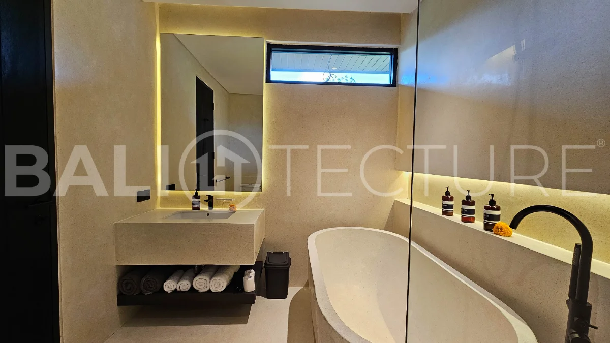 Modern two-storey villa on 200 m² freehold land featuring 3 bedrooms, 3 bathrooms, a powder room, private 2.5 m x 9 m swimming pool, warehouse, and parking for two cars.