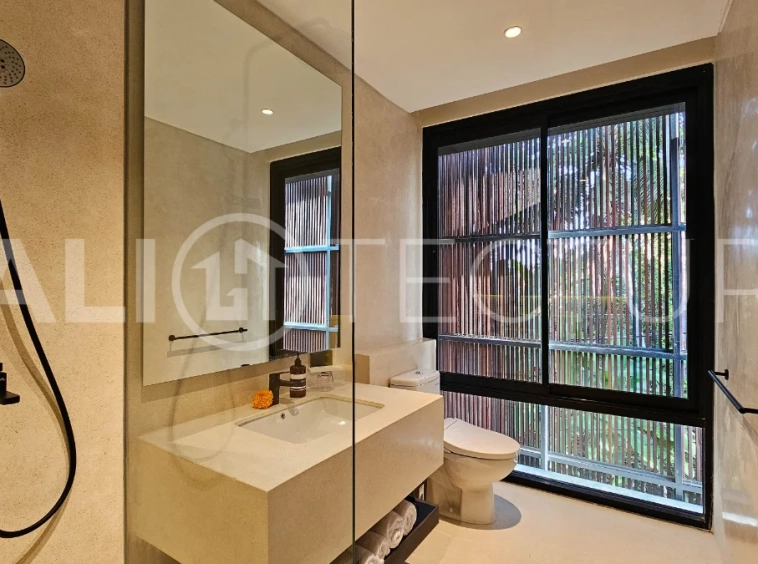 Modern two-storey villa on 200 m² freehold land featuring 3 bedrooms, 3 bathrooms, a powder room, private 2.5 m x 9 m swimming pool, warehouse, and parking for two cars.