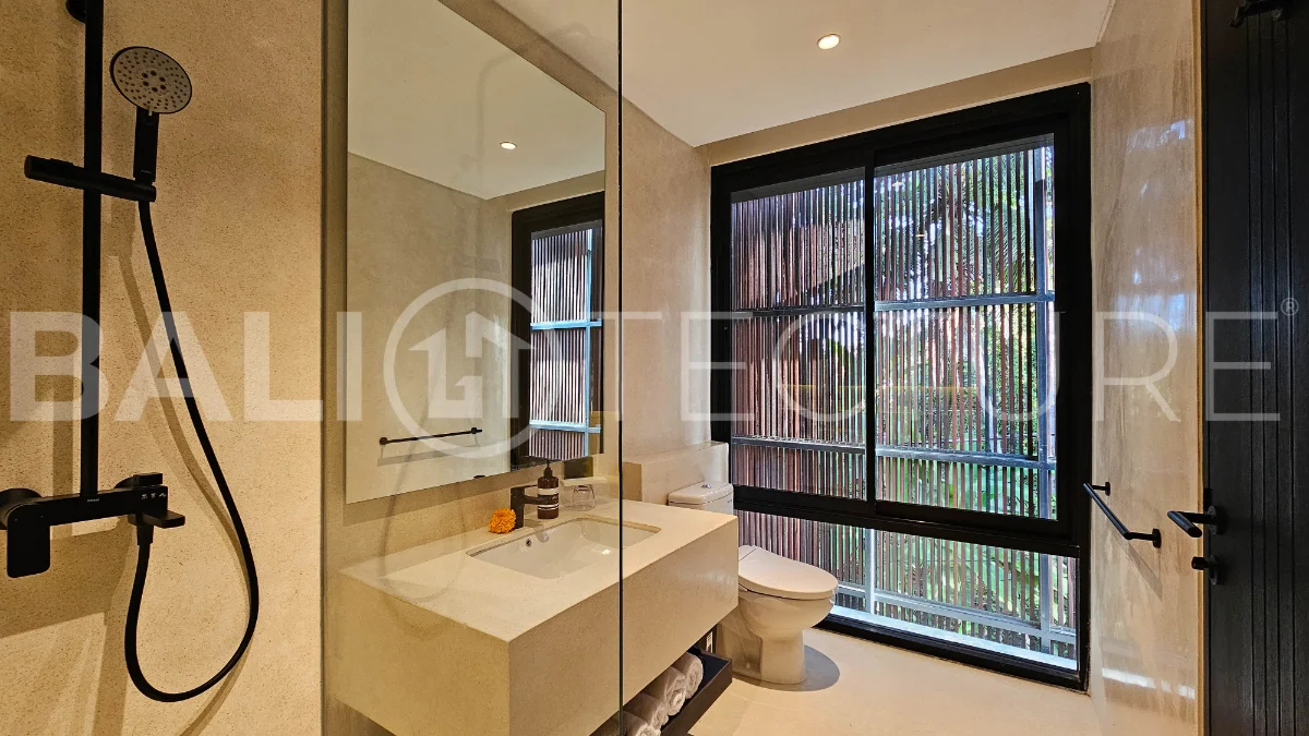 Modern two-storey villa on 200 m² freehold land featuring 3 bedrooms, 3 bathrooms, a powder room, private 2.5 m x 9 m swimming pool, warehouse, and parking for two cars.