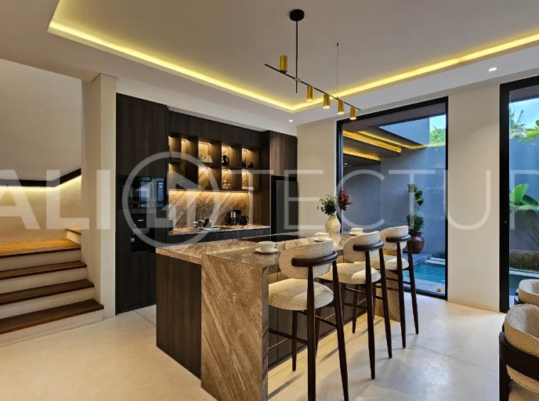Modern two-storey villa on 200 m² freehold land featuring 3 bedrooms, 3 bathrooms, a powder room, private 2.5 m x 9 m swimming pool, warehouse, and parking for two cars.